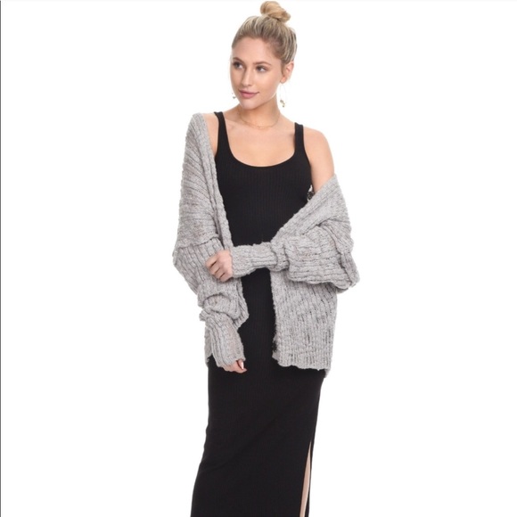 Free People Fun Times Grey Chunky Cardigan - Picture 3 of 8